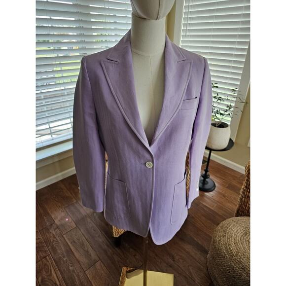 Domenico Vacca Linen Blend Blazer Women's Size 8 Purple Made in Italy Luxury - Picture 1 of 11